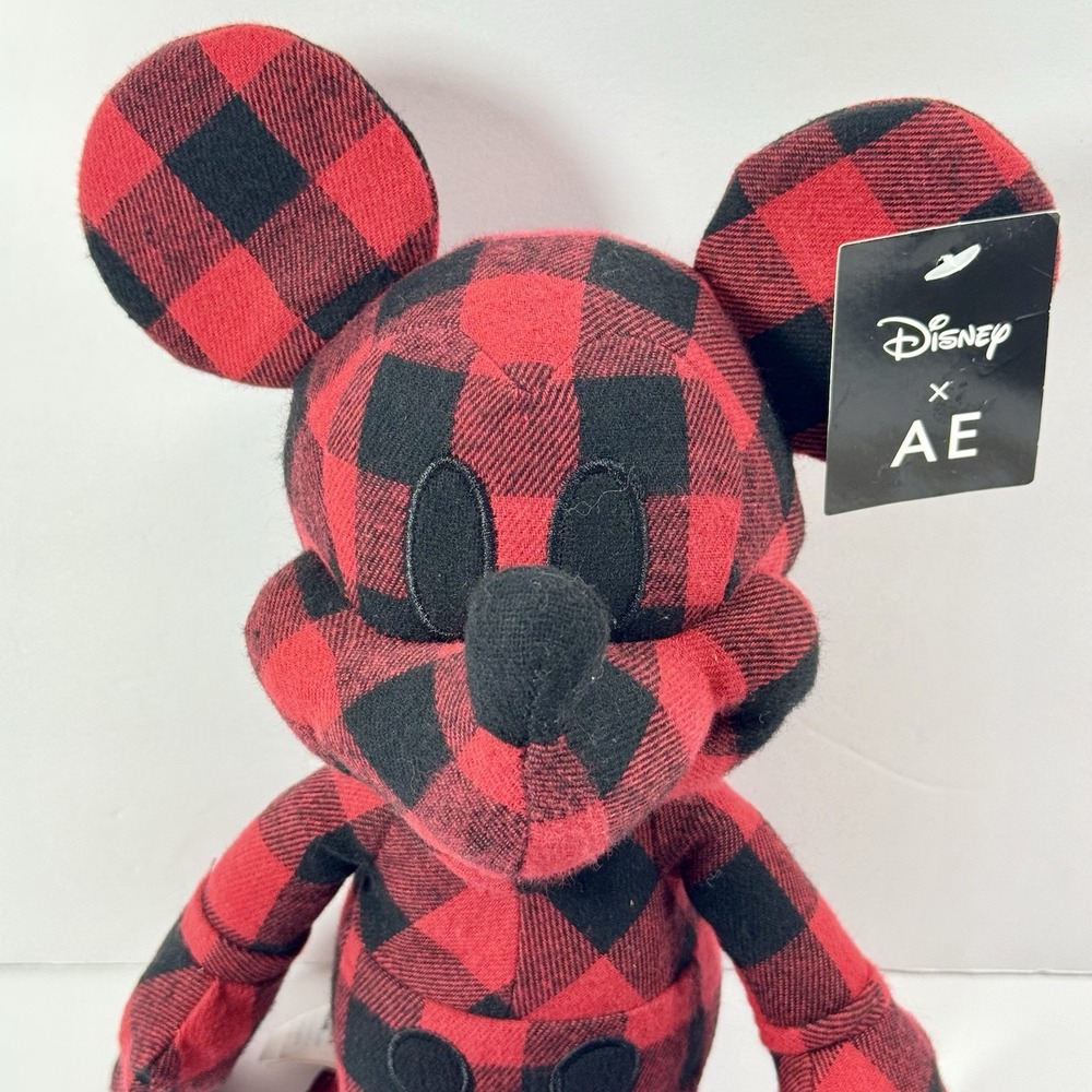 New Disney Mickey Mouse X AE American Eagle Special‎ Edition Buffalo Plaid Plush - Picture 2 of 11